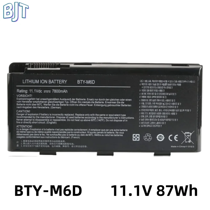 11,1 В, 87 Втч, 7800 мАч, 9 ячеек, новый аккумулятор для ноутбука BTY-M6D для MSI GT70 GT780 GT60 GT70 GX660R E6603 GX660 GX680 957-16FXXP-101