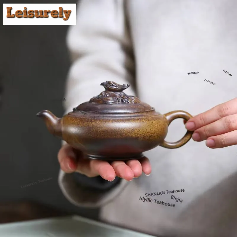 280ml Authentic Yixing Purple Clay Teapots Handmade Phoenix Pot Raw Ore Wood-fired Porcelain Mud Kettle With Filter Zisha Teaset