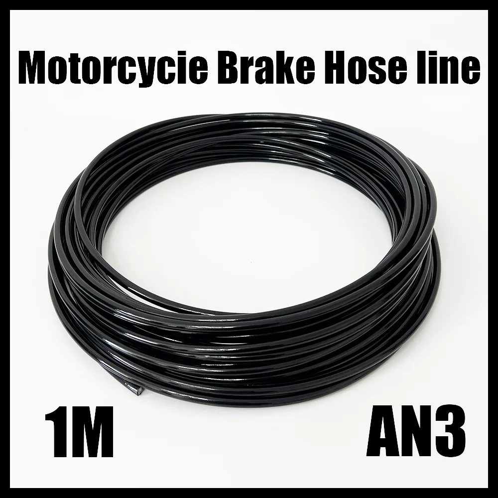 

1M AN3 Motorcycle Braided Stainless Steel Brake Line Hose Fluid Hydraulic Hose Brake Line Gas Oil Fuel Tube Pipe Internal Nylon