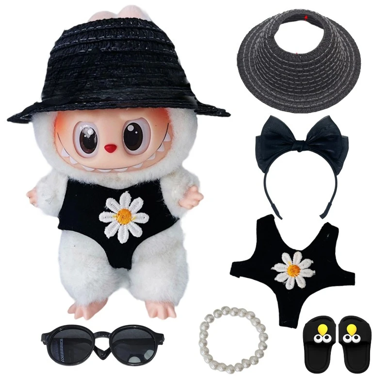 

Summer Little Daisy Swimsuit For 17cm Labubu v1/v2/v3 Doll Swimwear Match Outfit Accessories Cute Decoration Little Cloths