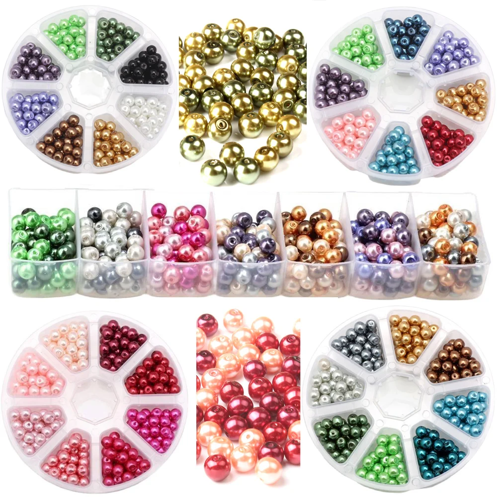 

200/100/60/40PCS Glass Imitation Pearls Multicolor Beads 4/6/8/10MM DIY Bracelet Earrings Necklace Jewelry Making Accessories