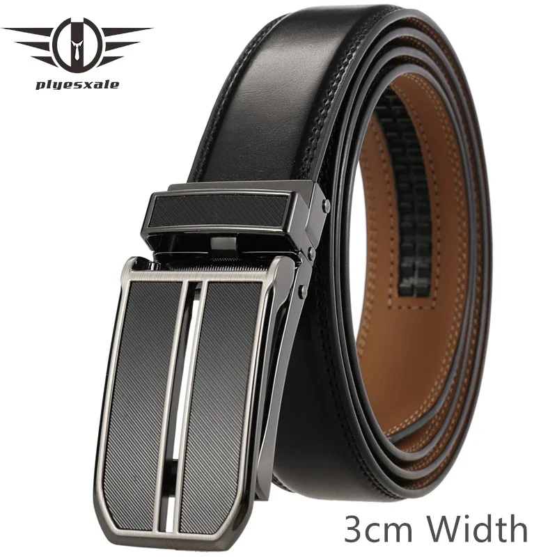 

30mm Width Luxury Mens Suit Belts Black Real Leather Waistband Automatic Buckle Belt For Men Dress Jeans Trousers Strap B594