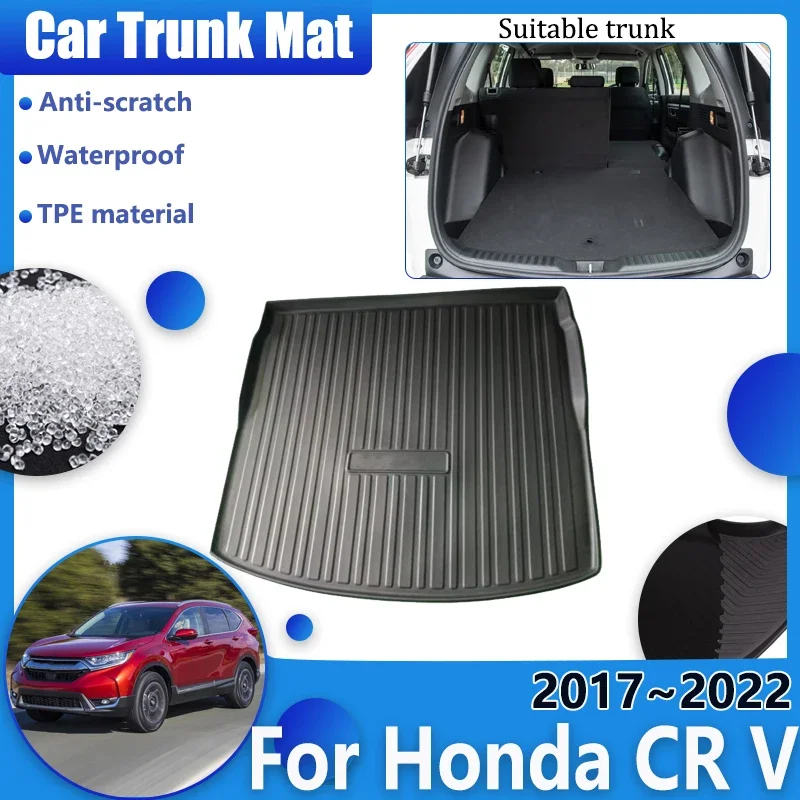 Car Trunk Floor Mat for Honda CR V MK5 2017~2022 Breeze Waterproof Carpet Protector Luggage Upholstered Storage Pad Accessories