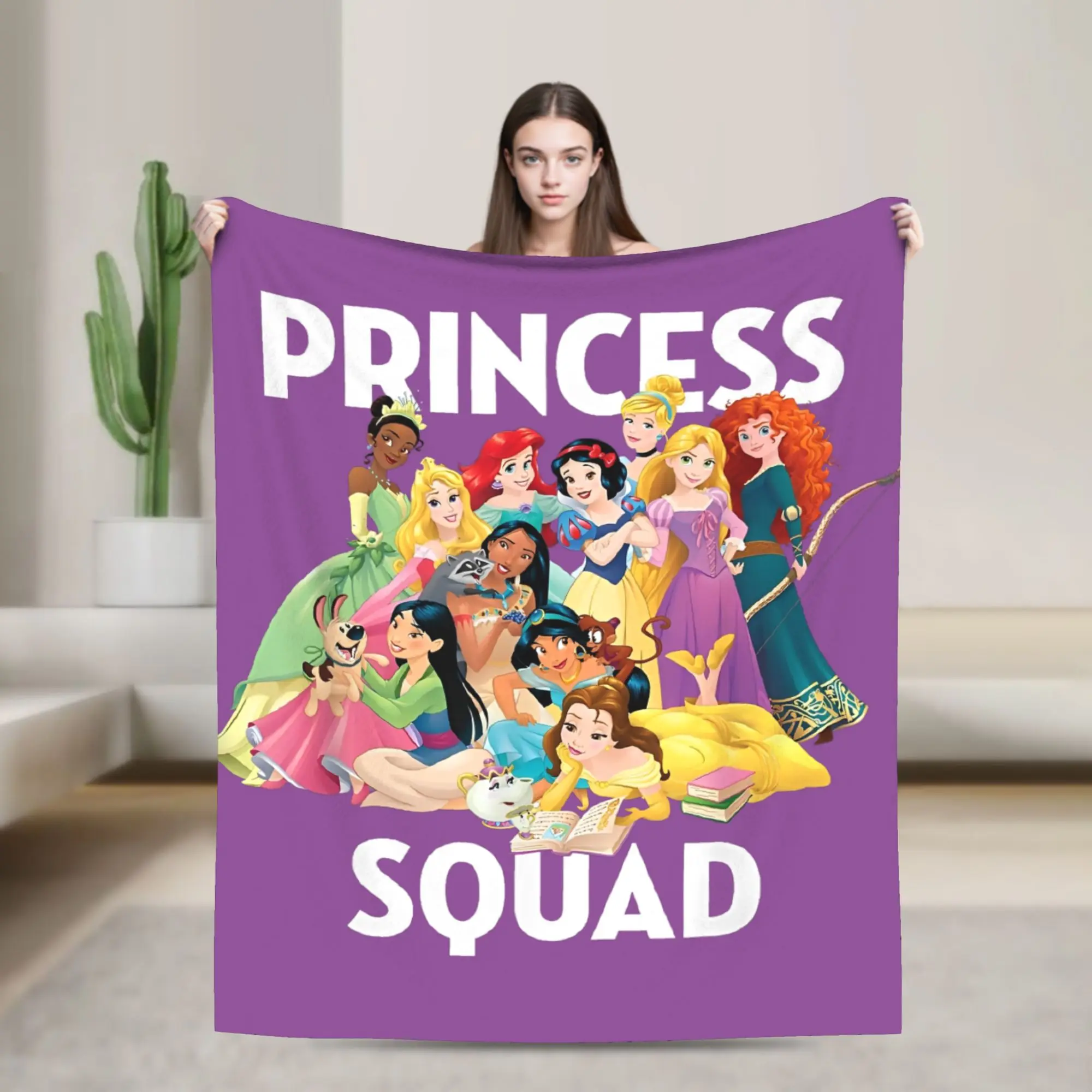 

Princess Squad Group Knitted Blankets Coral Fleece Plush Warm Throw Blanket for Outdoor Travel Bedspread