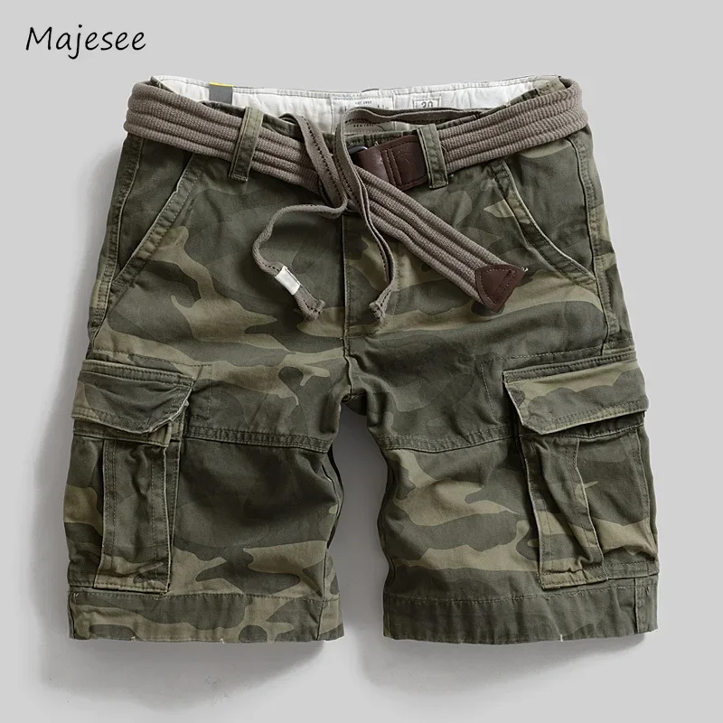 Pantalones cortos deportivos de cintura media para hombre, Shorts de estilo militar europeo, estilo Retro, hasta la rodilla, para Fitness, verano,