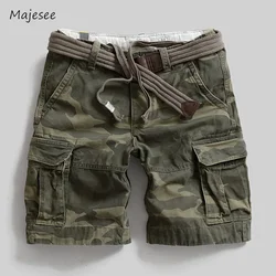 Cargo Shorts Men Pure Color Fitness Military Stylish European Style Retro High Street Mid Waist Sporty Knee Length Summer 2023