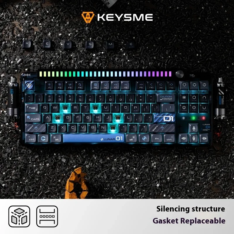 

KeysMe Lunar01 Mechanical Keyboard For Spacecraft Wireless 3 Mode Hot Swappable Shaft Customized Gasket Structure Boys' Gift PC