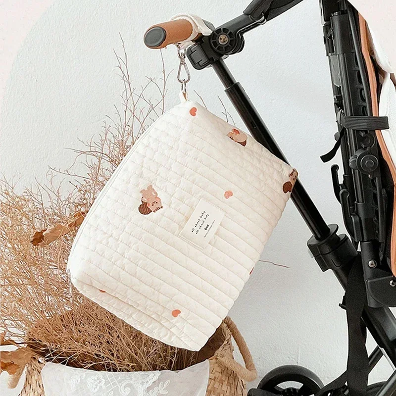 Ins-Sac à couches en coton pour poussette, sacoche pour articles de bébé, caddie, sacoche à fermeture éclair, trousse de maquillage pour femmes et enfants