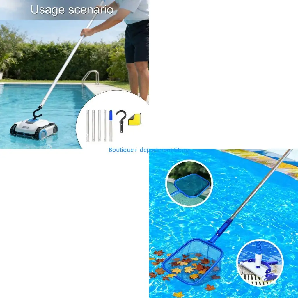 E1PD 5 Section Extendable Aluminum Pool Hook For Robotic Cleaner Swimming Pool Poles Accessories With Nonslip Grip