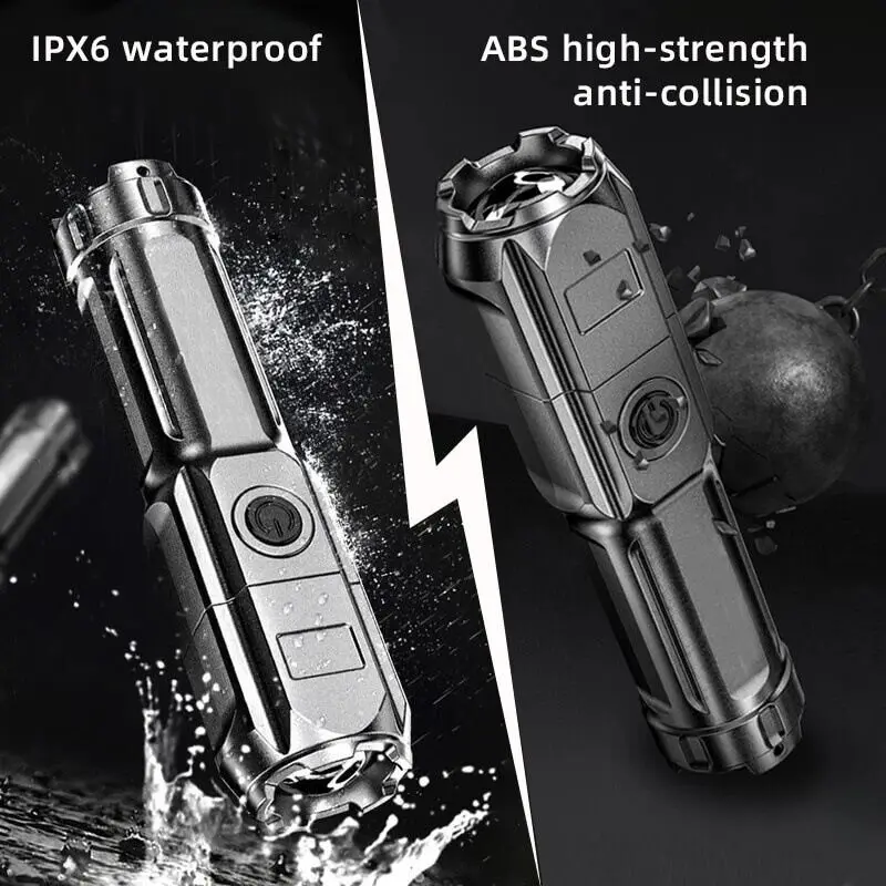 Powerful Led Flashlight Rechargeable Usb 18650 Waterproof Zoom Portable Lighting Tools Flash light Shocker For Self-Defense Camp