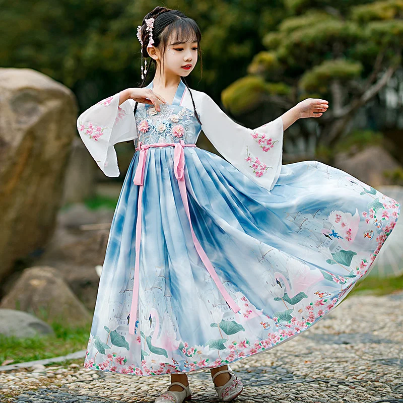 

Children's Hanfu princess skirt 2022 autumn new Chinese style Tang costume ancient costume super fairy little girl spring and