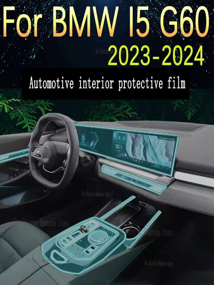 

For BMW I5 G60 2023 2024 Navigation Center Console Gear Panel Screen TPU Car Interior Protective Film Anti-Scratch Sticker