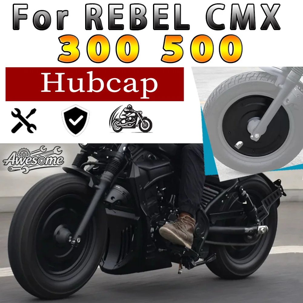 Full Cover Wheel Hub Cap Black Fit For honda REBEL 300 REBEL 500 CMX300 CMX500 Stainless Steel Rim Cover