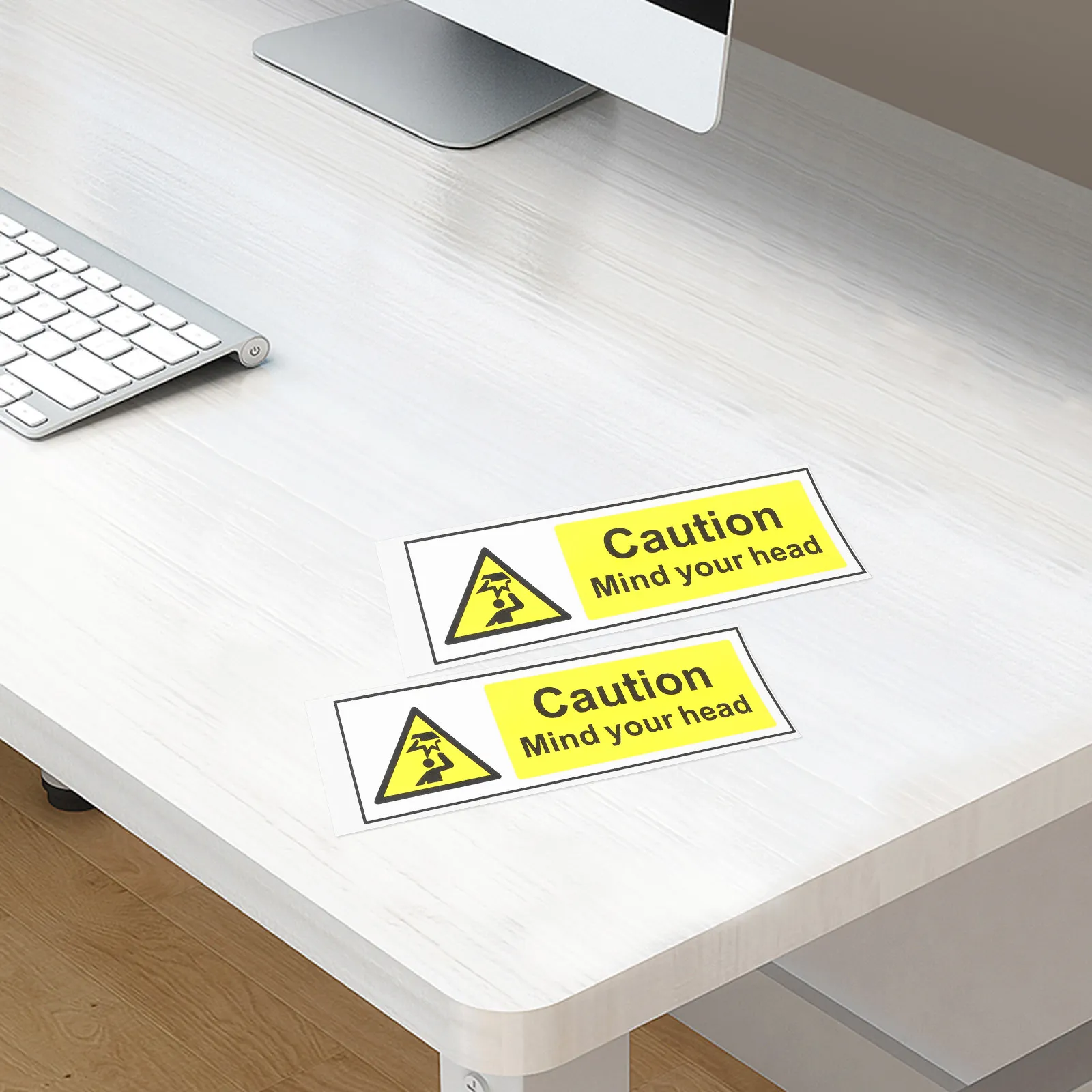 

5Pcs Caution Sticker PP Material Wear-Resistant Warning Decal for Low Ceiling Stairs Home Office Shop Safety Sign