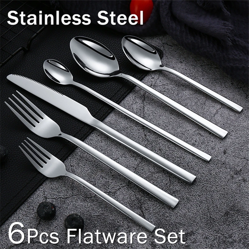 

Tableware Set Stainless Steel Flatware Set High Quality Knife Fork Spoon Teaspoon Silverware Dinnerware Mixing Spoon Cutlery Set