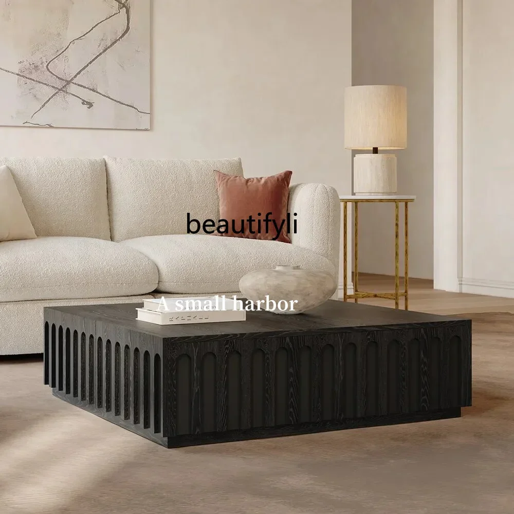 

C56 Wabi-sabi Style Coffee Table Designer Vintage Solid Wood Black Living Room Low Coffee Table