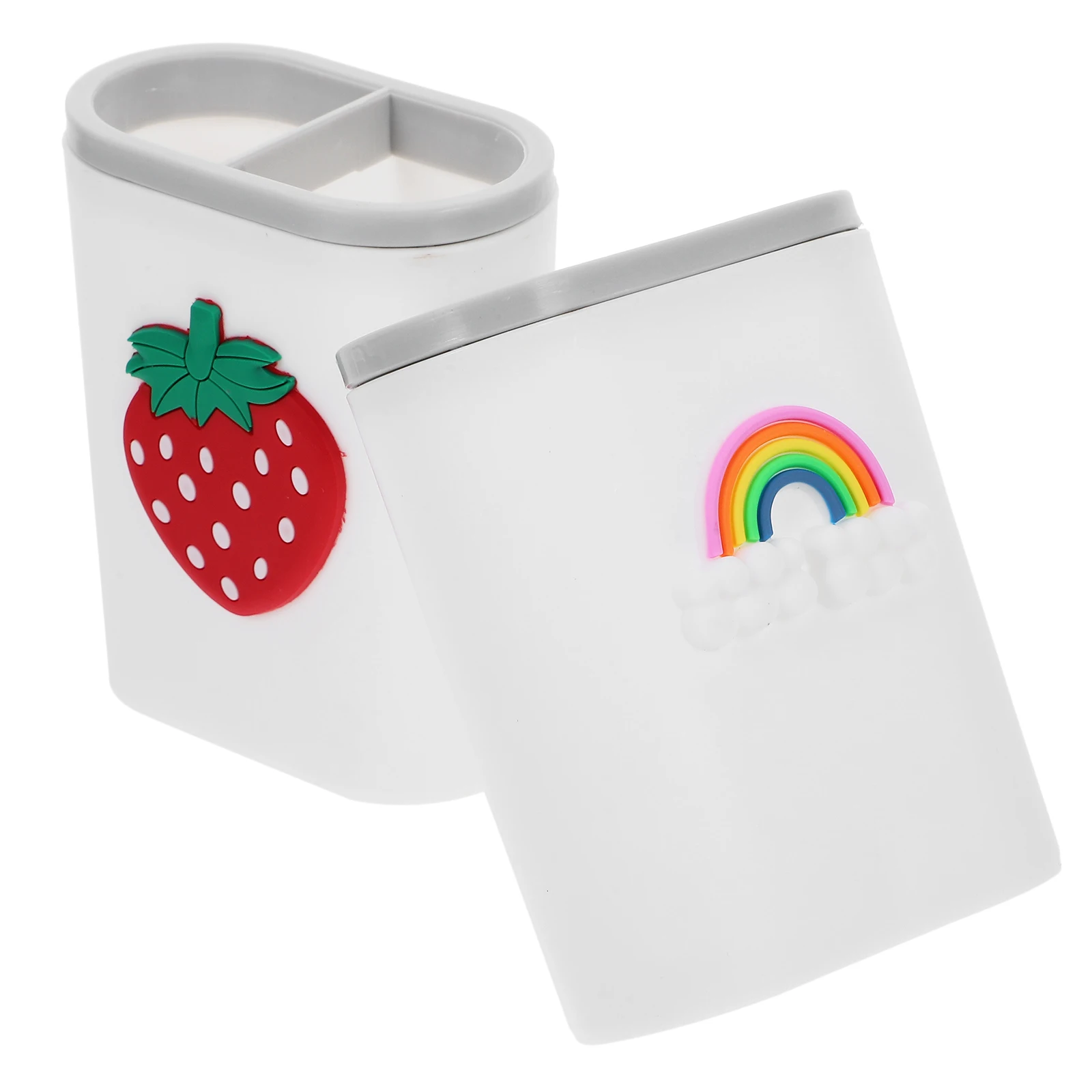 

2 Pcs Pen Holder Cartoon Student Office Desk Organizer Multifunctional Strawberries Oranges Storage Box Desk Accessories