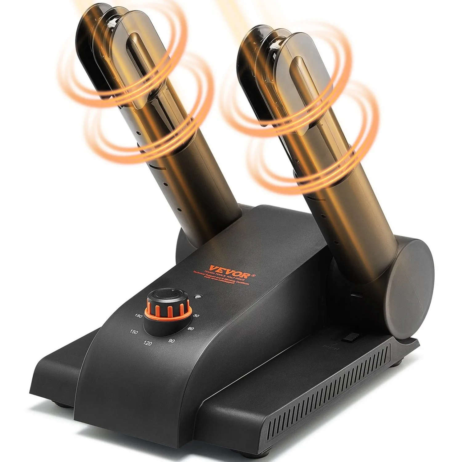 

180° Foldable 2-Tube Shoe Dryer Boot Dryer with Heat Blower Black & Orange,Ultra Silent, Quick Drying for Work Boots, Ski Boots