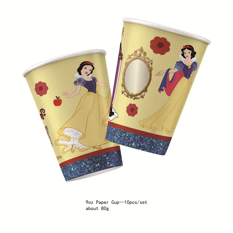 Snow White Theme Birthday Party Supplies Cup Plate Napkin Kids Girl Birthday Disposable Party Decorations Baby Shower Globos