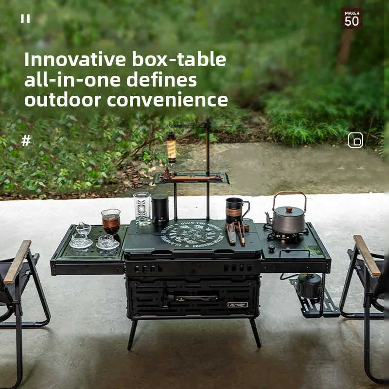 

Double track design outdoor camping aluminum-magnesium alloy box, multi-functional box with tripod car storage box