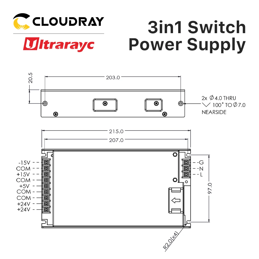 Ultrarayc-Alimentation à découpage 3 en 1 pour système de machine de marquage laser à fibre, 600W, CRM 600QB, 110V, 230V