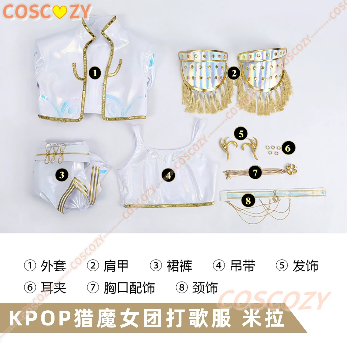 KPop شيطان الصيادين ميرا تأثيري حلي شعر مستعار جلد علوي تنورة هنتركس موحدة القرط الدعائم النساء الفتيات حفلة الهالوين الزي #6