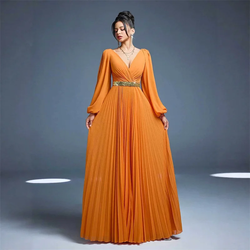 a-line-chiffon-pleat-elegant-long-sleeve-sashes-bridesmaid-dresses-wedding-party-formal-evening-prom-floor-length-zipper-back
