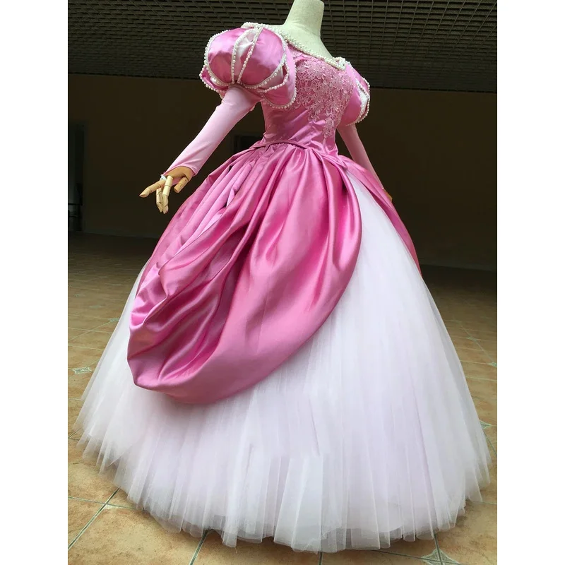 GelAriel-Robe Princesse Cosplay Rose pour Femme Adulte, Robe à Manches sulfavec Lacets Perlés, ixd'Halloween, Qualité Supérieure