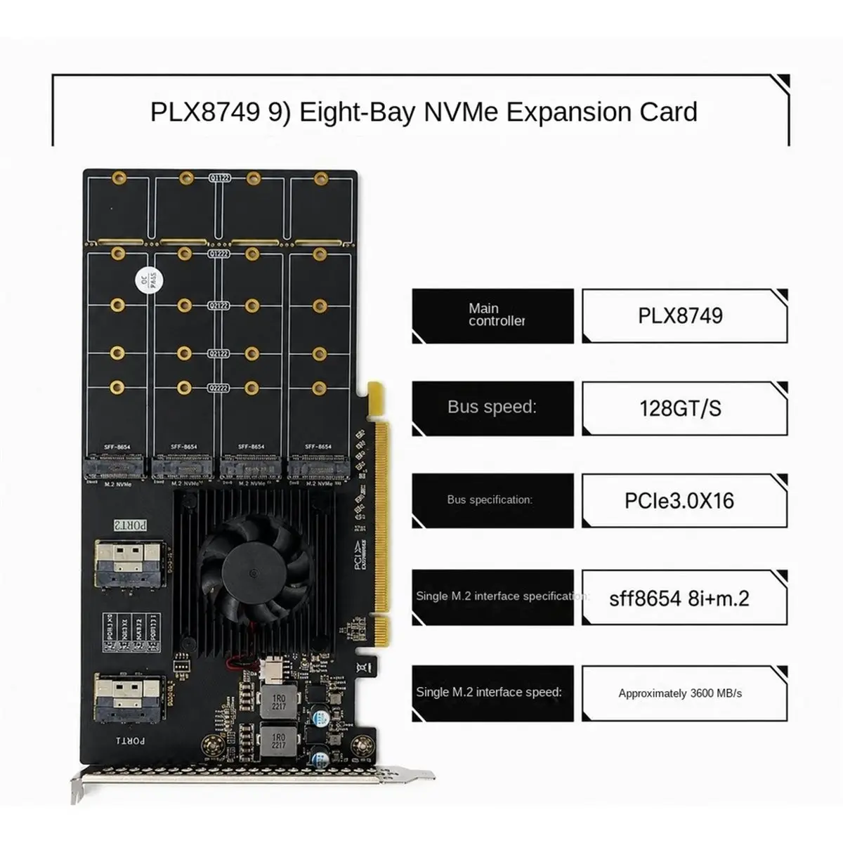 L70A High Speed PCIe Extension Card Adapter PLX8749 Non-Split Converter, PC U.2 SSD & Graphics Hardware Expansion Module