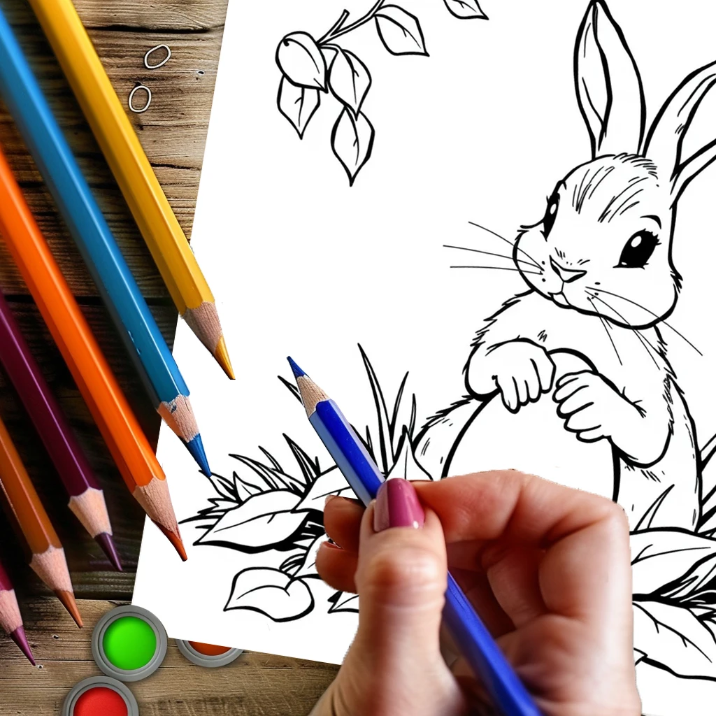 28 Pages Original Easter Bunny Coloring Book for Adult | Colouring Book, Drawing Supplies for Christmas, Thanksgiving, Halloween