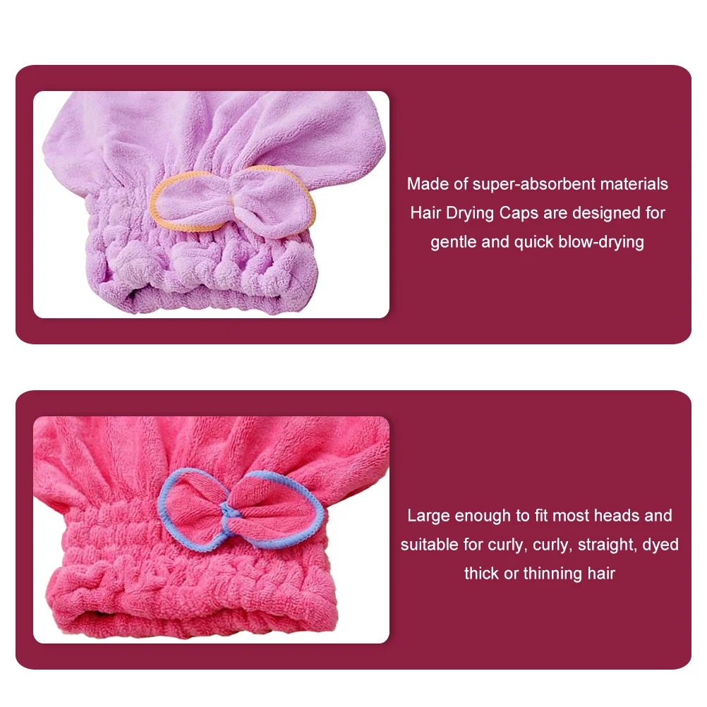 

2pcs Hair Drying Caps Fast Drying Towel Wrap Super Absorbent For Women Girls Long Thick Hair Quick Dry Bath Shower Gym Yoga