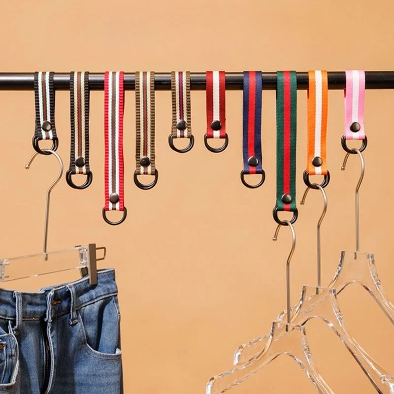 

5 Pieces Fashion Store Colorful Webbing S Hooks Hanging Rings Garments Pants Display Hangers Knitting Strips Adjustable Height