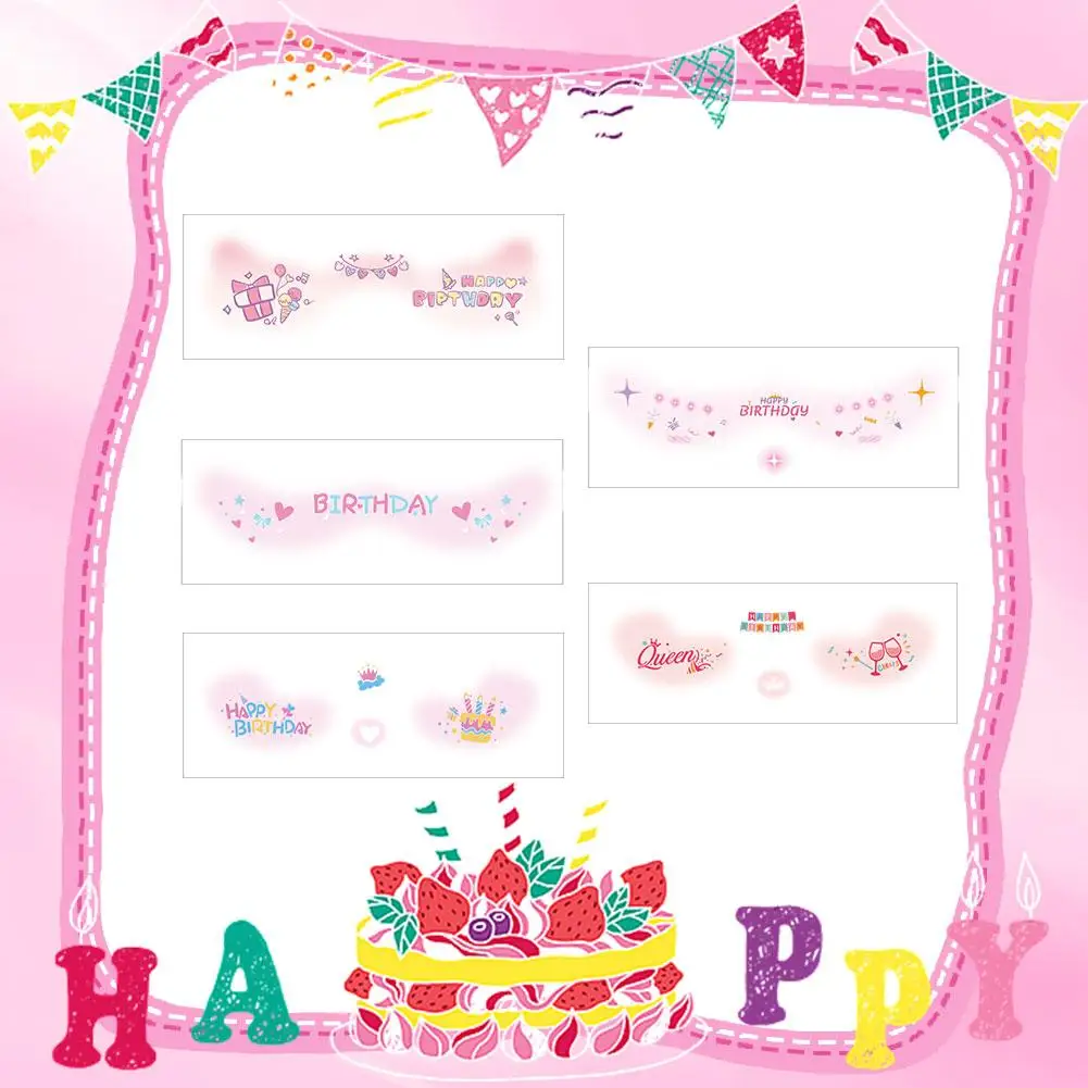 Gelukkige Verjaardag Make-up Blush Tattoo Sticker Meisje Patry Make-up Blush Vakantie Tattoo Blush Stickers Tattoo Bell Stickers