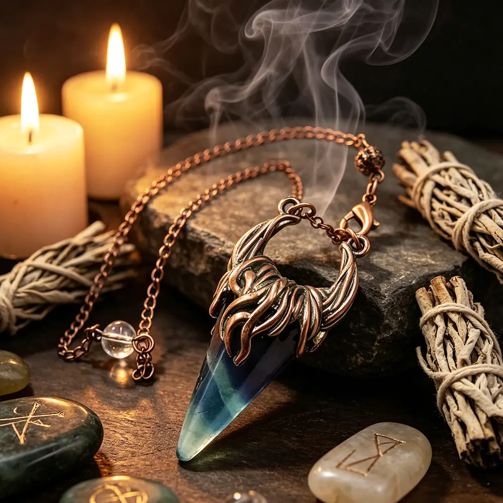 Natural Gem Stone Crystal Pendant Pendulum for Divination Dowsing Fluorite Tiger Eye Strength Spirtual Quartz Pendulos x395