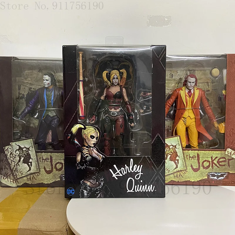 Neca Joker Figure Harley Quinn Superman Batman Action Figure Toys Cartoon The Dark Knight Alliance of injustice Collect Toy Gift