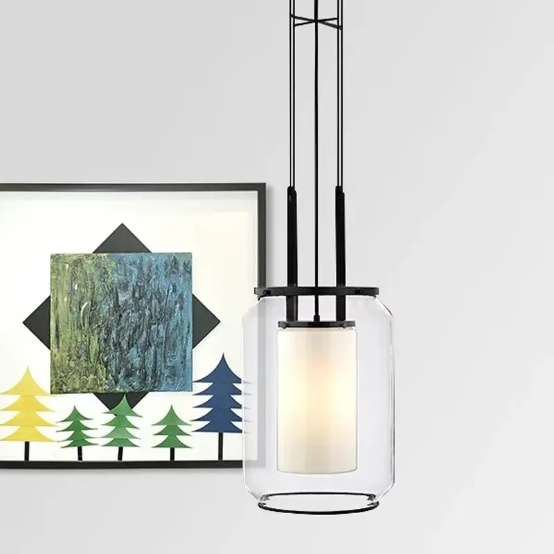 New Chinese Style Glass Chandelier Hotel Coffee Shop Art Designer Nordic Restaurant Bar Counter Bedroom Bedside Pendant Lights