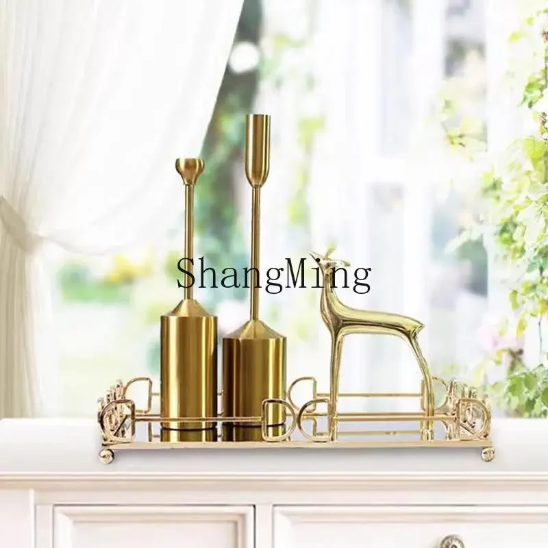 

CLLCL wrought iron mirror tray bedroom living room creative ornament high value cosmetics jewelry storage