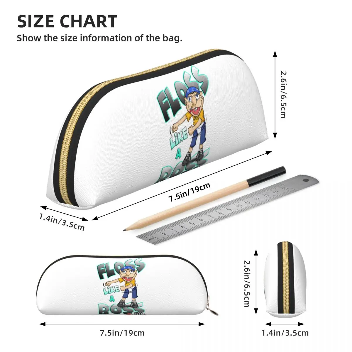 Jeffy fio dental como um chefe sml lápis caso caneta titular armazenamento artigos de papelaria suprimentos grande capacidade caneta caixa saco de lápis para estudantes