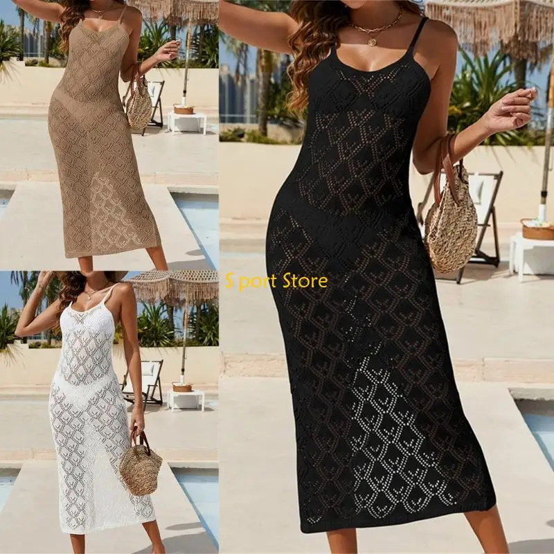 U2JB ผู้หญิงชุดว่ายน้ำถักบิกินี่ Cover Ups ชุดเดรสชายหาดฤดูร้อนสำหรับชุดว่ายน้ำ