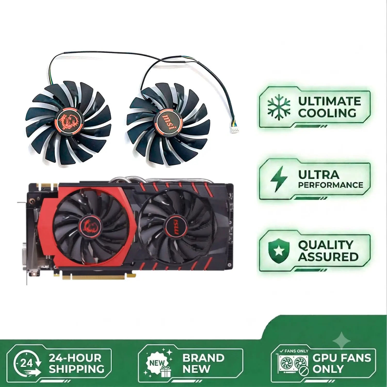 95mm 4PIN PLD10010S12HH GPU Fan For MSI Radeon R9380 390 R7 370 RX470 Graphics Card Replacement Fan