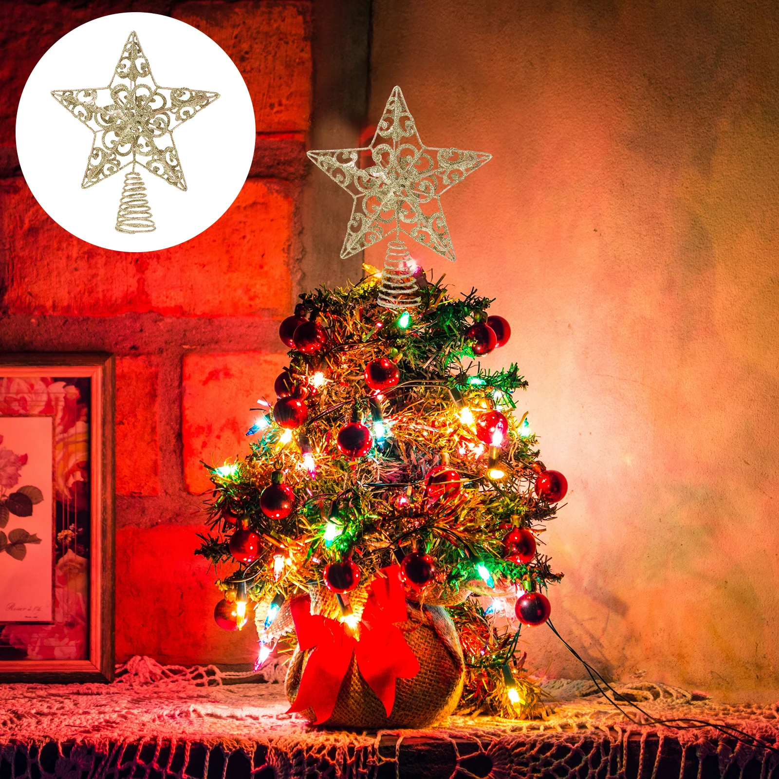 

Christmas Decor Tree Top Star Decoration Topper Holiday Delicate Spring Party Supplies Golden