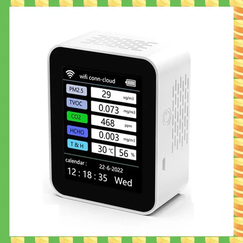 

AB53 Tuya Wi-Fi 7 в 1, умный монитор качества воздуха, измеритель CO2, датчик CO2, детектор газа формальдегида, белый