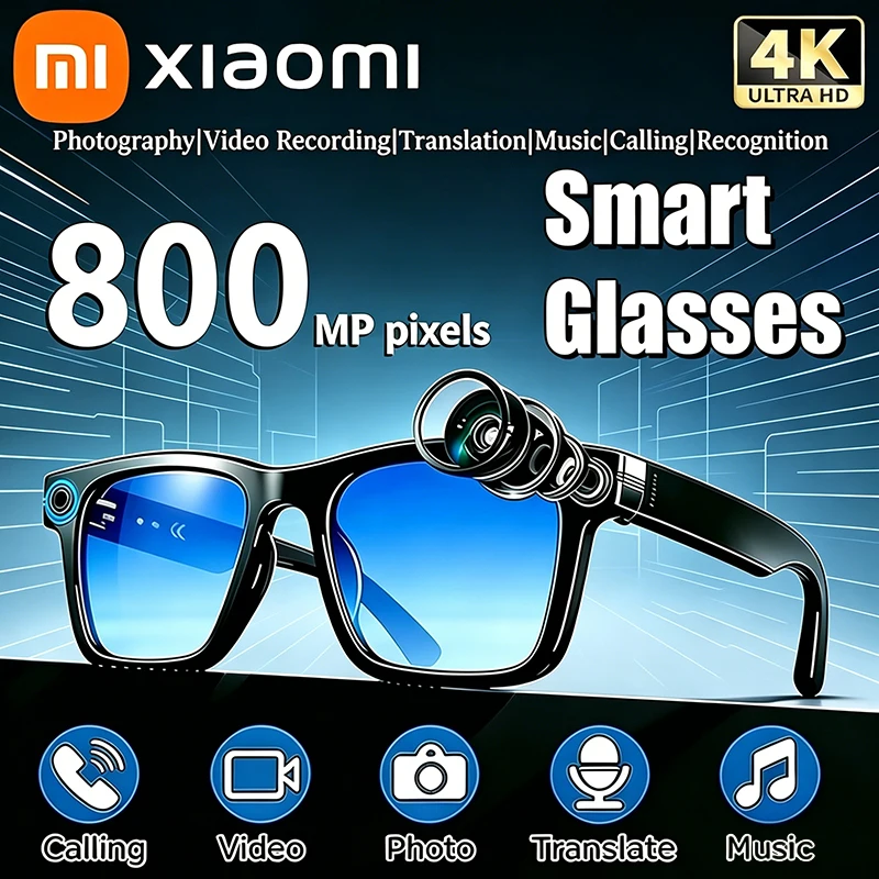 Умные фотохромные очки Xiaomi 800MP 4K AI с функцией звонков по Bluetooth, фотосъемки, прослушивания музыки и перевода текста