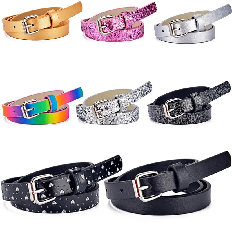 

Hot Selling Children's Rainbow Belt Fashion Youth High-grade PU Boy's Girls's Show Perform Belt