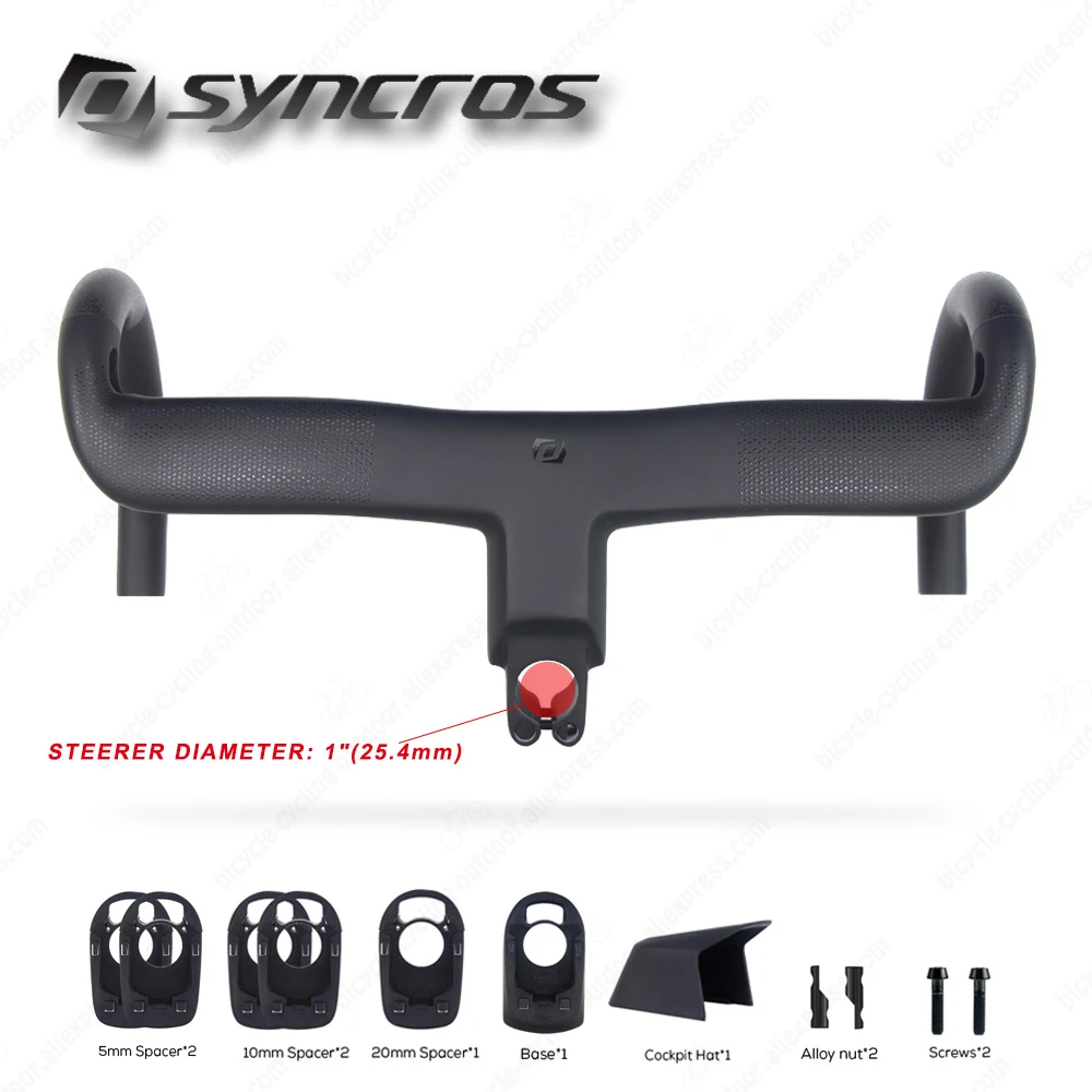 Syncros Creston Ic Sl Aero RC Carbon STEERER DIAMETER 25.4mm Integrated Cockpit Internal Cables Road Bicycle Handlebar Parts