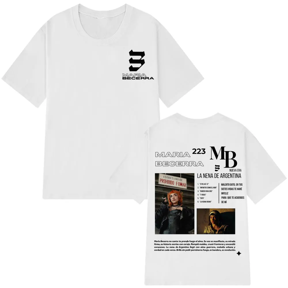 المغني ماريا بيسيرا لا نينا ألبوم 2025 خمر التي شيت الرجال النساء موضة تي شيرت القطن عادية فضفاض المتضخم تي شيرت مروحة الهدايا #2