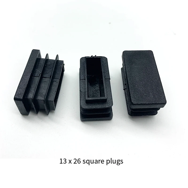 13x25/26 15x30 25x25 Open Plug Square Rectangle Plastic Black Blanking Waterproof Dust Cover Inserts Bung End Caps Tube Pipe