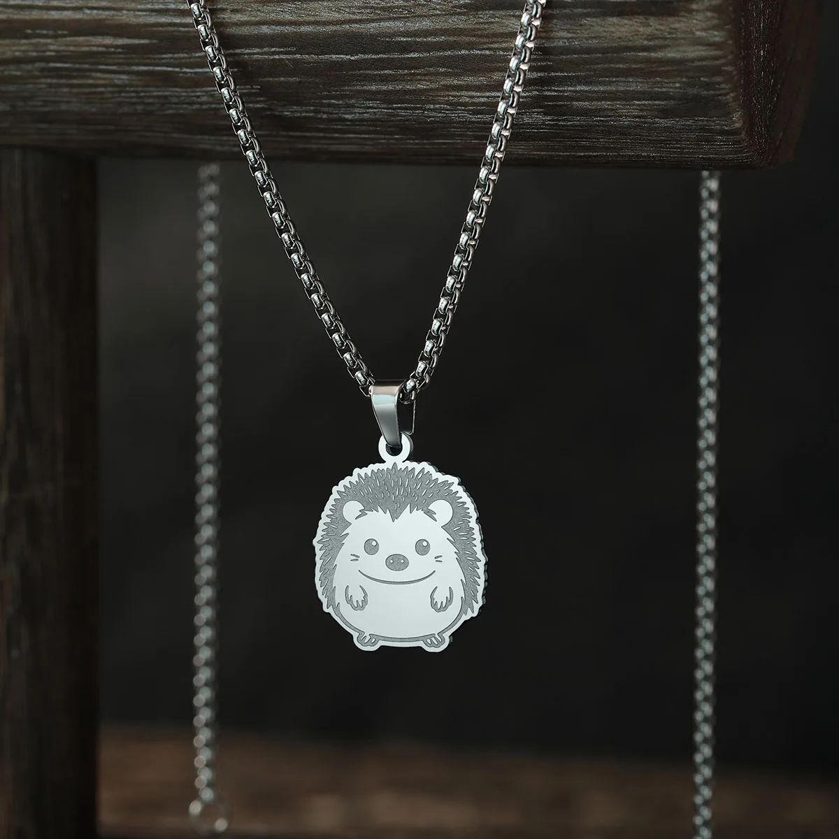 CHENGXUN Hedgehog Pendant Necklace Women Men Jewelry Punk Animal Jewelry Stainless Steel Necklace