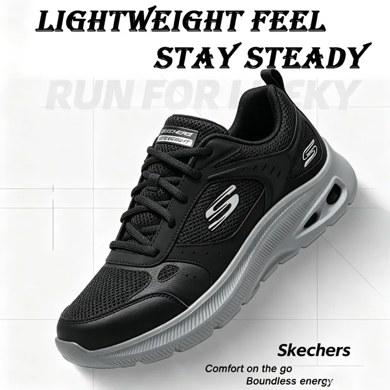 Skechers Bobs Men Non Slip Cushion Breathable Lace Up Athletic Gym Walking Casual Running Shoes 118077-BLK