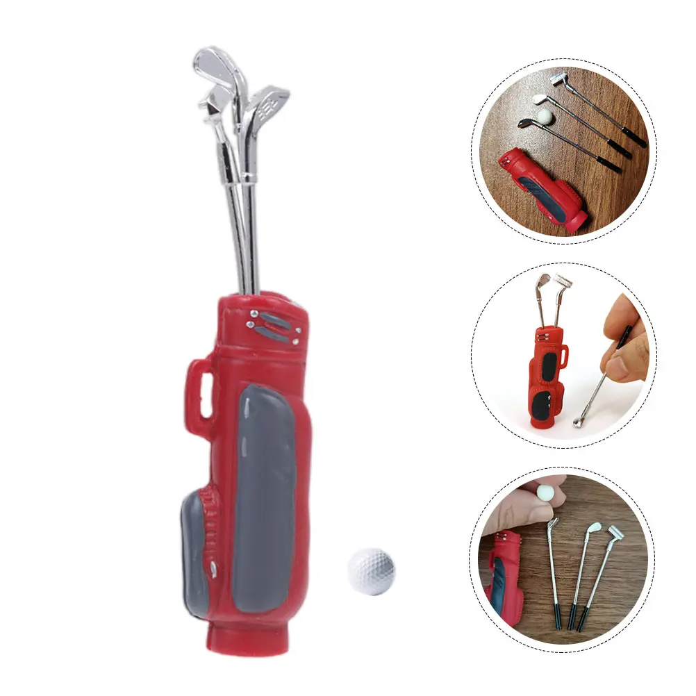 1 ชุดอุปกรณ์กอล์ฟขนาดเล็กชุดออกแบบที่เหมือนจริงสมจริงทนทานต่อการสึกหรอเหมาะสำหรับเด็กการพัฒนาความรู้ความเข้าใจมินิเฮาส์